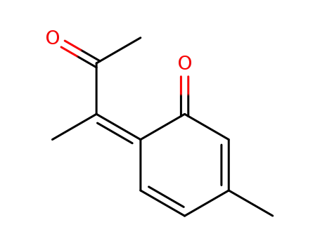Molecular Structure of 136795-99-8 ((6E)-3-methyl-6-(1-methyl-2-oxopropylidene)cyclohexa-2,4-dien-1-one)