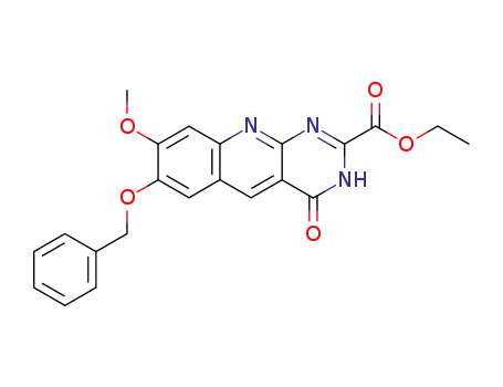 Molecular Structure of 58662-58-1 (7-benzyloxy-8-methoxy-4-oxo-3,4-dihydro-pyrimido[4,5-<i>b</i>]quinoline-2-carboxylic acid ethyl ester)