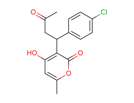 Molecular Structure of 88639-77-4 (2H-Pyran-2-one, 3-[1-(4-chlorophenyl)-3-oxobutyl]-4-hydroxy-6-methyl-)