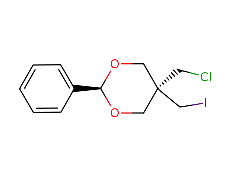 Molecular Structure of 96813-98-8 (2-phenyl(e)-5-iodomethyl(a)-5-chloromethyl(e)-1,3-dioxane)