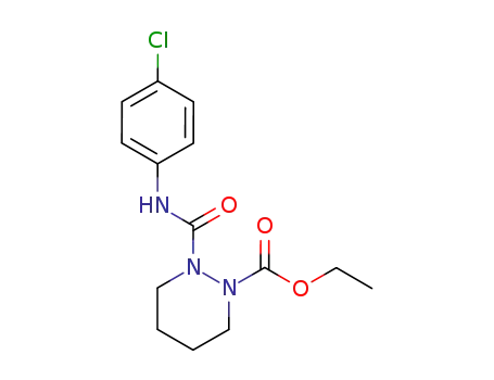 Molecular Structure of 59925-76-7 (1(2H)-Pyridazinecarboxylic acid,
2-[[(4-chlorophenyl)amino]carbonyl]tetrahydro-, ethyl ester)