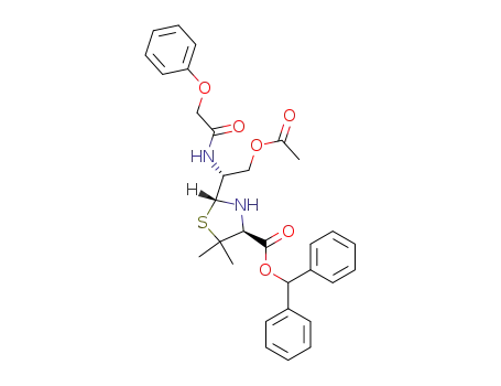 benzhydryl (2R,4S)-2-<(1R)-2-acetoxy-1-phenoxyacetylaminoethyl>-5,5-dimethylthiazolidine-4-carboxylate