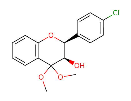 2H-1-Benzopyran-3-ol, 2-(4-chlorophenyl)-3,4-dihydro-4,4-dimethoxy-,
cis-