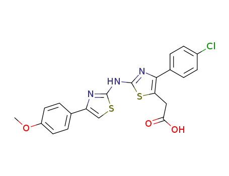 Molecular Structure of 89402-72-2 (5-Thiazoleacetic acid,
4-(4-chlorophenyl)-2-[[4-(4-methoxyphenyl)-2-thiazolyl]amino]-)