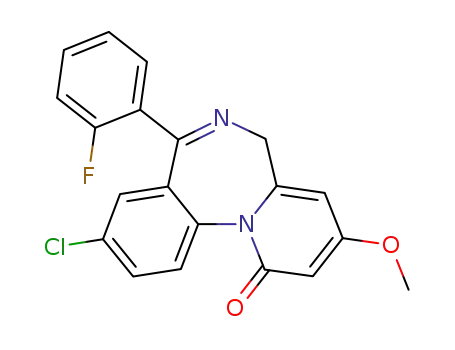 Molecular Structure of 112634-72-7 (9-chloro-7-(2-fluorophenyl)-3-methoxypyrido<1,2-a><1,4>benzodiazepin-1(5H)-one)