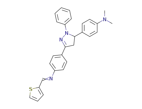 Molecular Structure of 77374-11-9 (Benzenamine,
4-[4,5-dihydro-1-phenyl-3-[4-[(2-thienylmethylene)amino]phenyl]-1H-pyr
azol-5-yl]-N,N-dimethyl-)