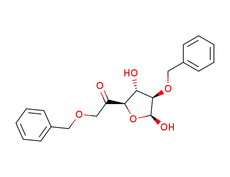 Molecular Structure of 143520-39-2 (2-Benzyloxy-1-((2R,3R,4R,5S)-4-benzyloxy-3,5-dihydroxy-tetrahydro-furan-2-yl)-ethanone)