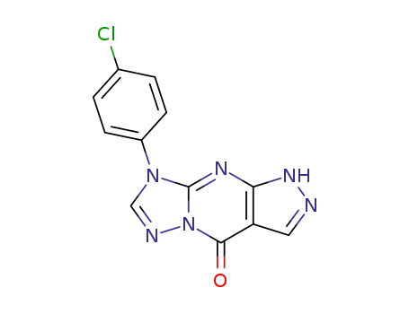 Molecular Structure of 141300-31-4 (8-(4-chlorophenyl)-1,8-dihydro-4H-pyrazolo[3,4-d][1,2,4]triazolo[1,5-a]pyrimidin-4-one)