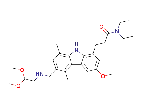 3-{6-[(2,2-Dimethoxy-ethylamino)-methyl]-3-methoxy-5,8-dimethyl-9H-carbazol-1-yl}-N,N-diethyl-propionamide