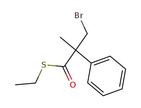 Molecular Structure of 104170-00-5 (Benzeneethanethioic acid, a-(bromomethyl)-a-methyl-, S-ethyl ester)