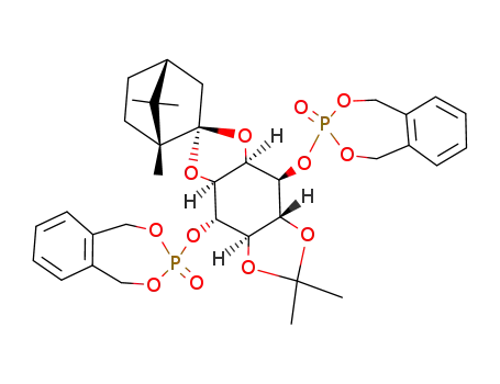 D-1,4-di-O-(2-oxo-5,6-benzo-1,3,2-dioxaphosphep-2-yl)-2,3-O-(D-1,7,7-trimethyl<2.2.1>bicyclohept-2-ylidene)-5,6-O-isopropylidene-myo-inositol