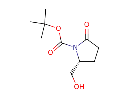 Molecular Structure of 128811-37-0 (tert-Butyl (2R)-2-(hydroxymethyl)-5-oxopyrrolidine-1-carboxylate)
