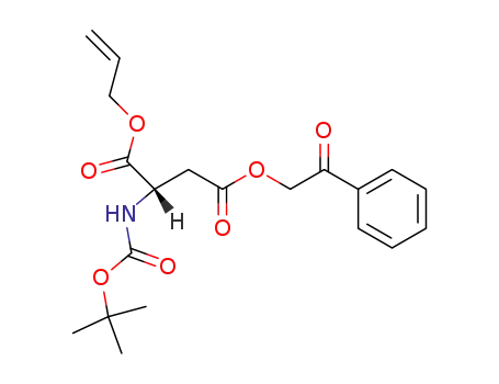 Molecular Structure of 88224-26-4 (L-Aspartic acid, N-[(1,1-dimethylethoxy)carbonyl]-,
4-(2-oxo-2-phenylethyl) 1-(2-propenyl) ester)
