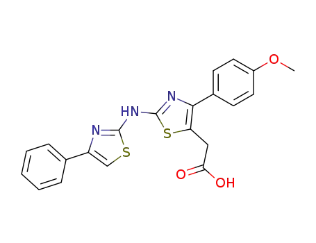 Molecular Structure of 89402-67-5 (5-Thiazoleacetic acid,
4-(4-methoxyphenyl)-2-[(4-phenyl-2-thiazolyl)amino]-)