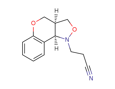 Molecular Structure of 89903-25-3 (3H-[1]Benzopyrano[4,3-c]isoxazole-1(4H)-propanenitrile,
3a,9b-dihydro-, cis-)