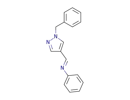 Molecular Structure of 132549-02-1 ((E)-N-<(1-benzyl-4-pyrazolyl)methylene> phenylamine)