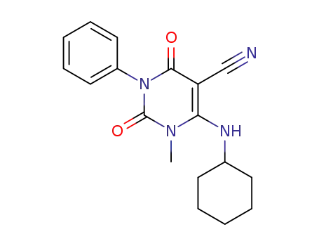 5-Pyrimidinecarbonitrile,
6-(cyclohexylamino)-1,2,3,4-tetrahydro-1-methyl-2,4-dioxo-3-phenyl-