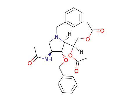 Molecular Structure of 149625-47-8 (Acetamide, N-5-1,2-bis(acetyloxy)ethyl-4-(phenylmethoxy)-1-(phenylmethyl)-3-pyrrolidinyl-, 3S-3.alpha.,4.beta.,5.alpha.(R*)-)
