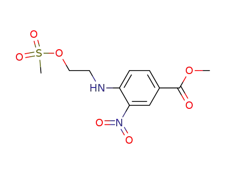 Molecular Structure of 100418-38-0 (4-(2-Methanesulfonyloxy-ethylamino)-3-nitro-benzoic acid methyl ester)