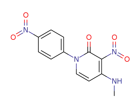 Molecular Structure of 67422-75-7 (2(1H)-Pyridinone, 4-(methylamino)-3-nitro-1-(4-nitrophenyl)-)
