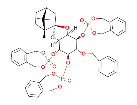 Molecular Structure of 138480-23-6 (D-6-O-benzyl-2,3-O-(D-1,7,7-trimethyl<2.2.1>bicyclohept-2-ylidene)-1,4,5-tri-O-(2-oxo-5,6-benzo-1,3,2-dioxaphosphep-2-yl)myo-inositol)
