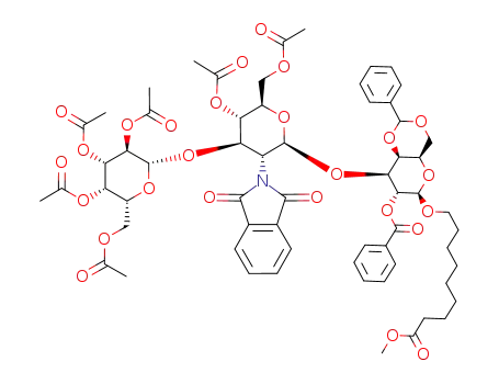 8-methoxycarbonyloctyl 3-O-<4,6-di-O-acetyl-3-O-(tetra-O-acetyl-β-D-galactopyranosyl)-2-deoxy-2-phthalimido-β-D-glucopyranosyl>-2-O-benzoyl-4,6-O-benzylidene-β-D-galactopyranoside