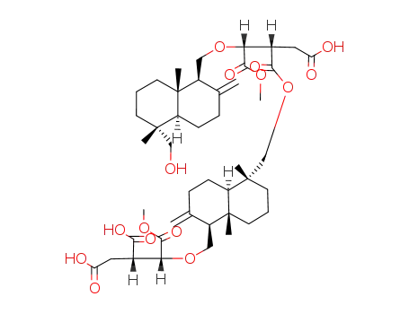 Molecular Structure of 126632-96-0 (1,2,3-Propanetricarboxylicacid,1-[[(1S,4aR,5R,8aS)-5-[[(2S,3R)-2-(carboxymethyl)-3-[[(1S,4aS,5R,8aS)-decahydro-5-(hydroxymethyl)-5,8a-dimethyl-2-methylene-1-naphthalenyl]methoxy]-4-methoxy-1,4-dioxobutoxy]methyl]decahydro-5,8a-dimethyl-2-methylene-1-naphthalenyl]methoxy]-,1-methyl ester, (1R,2S)- (9CI))