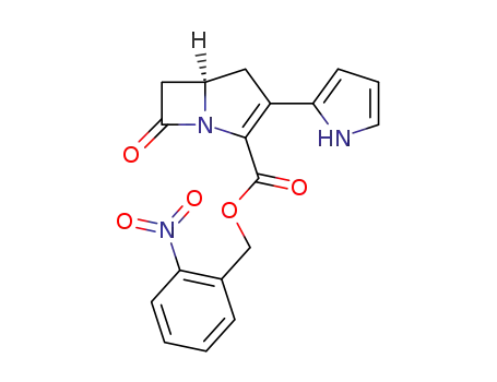 Molecular Structure of 88139-62-2 (1-Azabicyclo[3.2.0]hept-2-ene-2-carboxylic acid,
7-oxo-3-(1H-pyrrol-2-yl)-, (2-nitrophenyl)methyl ester, (R)-)
