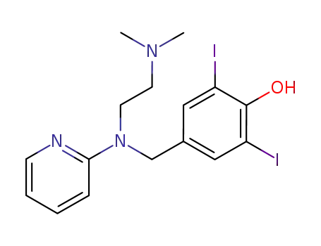 Molecular Structure of 109912-27-8 (N-(4-hydroxy-3,5-di-iodobenzyl)-N',N'-dimethyl-N-2-pyridinyl-1,2-ethanediamine)