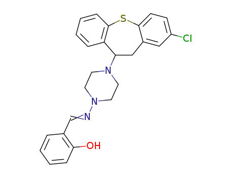 Molecular Structure of 86758-97-6 (2-(((4-(2-Chloro-10,11-dihydrodibenzo(b,f)thiepin-10-yl)-1-piperazinyl )imino)methyl)phenol)