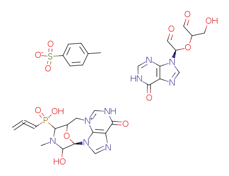 Inosine dialdehyde 9-<morpholyl-3'-hydroxy-4'-methyl-5'-propadienephosphinate-6'-(methylene-3)-2'>-hypoxanthine toluene-p-sulfonate