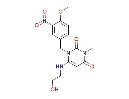 2,4(1H,3H)-Pyrimidinedione, 6-((2-hydroxyethyl)amino)-1-((4-methoxy-3-nitrophenyl)methyl)-3-methyl-
