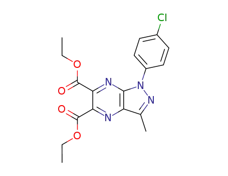 Molecular Structure of 90094-68-1 (1H-Pyrazolo[3,4-b]pyrazine-5,6-dicarboxylic acid,
1-(4-chlorophenyl)-3-methyl-, diethyl ester)
