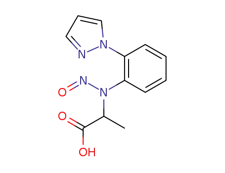 Molecular Structure of 78786-59-1 (N-Nitroso-α-anilino-<o-(1-pyrazolyl)>propionic acid)