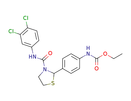 Molecular Structure of 84832-95-1 ({4-[3-(3,4-Dichloro-phenylcarbamoyl)-thiazolidin-2-yl]-phenyl}-carbamic acid ethyl ester)