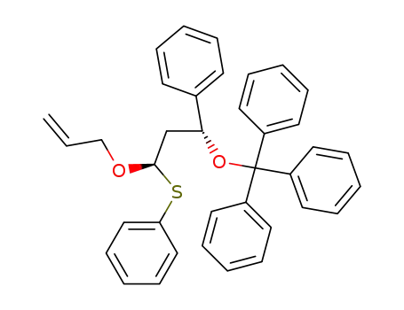 Molecular Structure of 140854-38-2 ((syn)-1-phenyl-3-(phenylthio)-3-<(2-propenyl)oxy>-1-<(triphenylmethyl)oxy>propane)