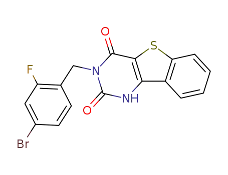 Molecular Structure of 128695-74-9 (3-(4-Bromo-2-fluoro-benzyl)-1H-benzo[4,5]thieno[3,2-d]pyrimidine-2,4-dione)