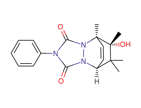 Molecular Structure of 100164-18-9 ((1S<sup>*</sup>,10S<sup>*</sup>)-10-Hydroxy-1,10,11,11-tetramethyl-4-phenyl-2,4,6-triazatricyclo<5.2.2.0<sup>2,6</sup>>undec-8-en-3,5-dion)