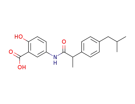 Molecular Structure of 105687-69-2 (Benzoic acid,
2-hydroxy-5-[[2-[4-(2-methylpropyl)phenyl]-1-oxopropyl]amino]-)