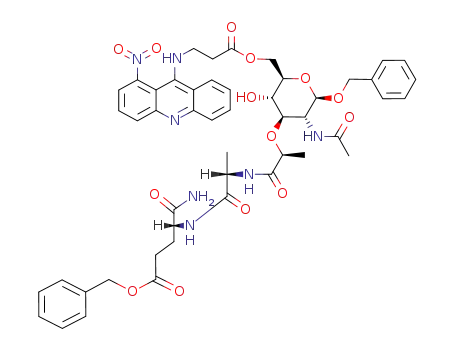(R)-4-[(S)-2-((S)-2-{(2R,3R,4R,5S,6R)-3-Acetylamino-2-benzyloxy-5-hydroxy-6-[3-(1-nitro-acridin-9-ylamino)-propionyloxymethyl]-tetrahydro-pyran-4-yloxy}-propionylamino)-propionylamino]-4-carbamoyl-butyric acid benzyl ester