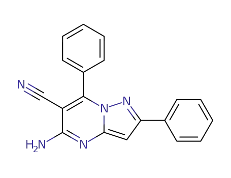 Molecular Structure of 141987-77-1 (Pyrazolo[1,5-a]pyrimidine-6-carbonitrile, 5-amino-2,7-diphenyl-)