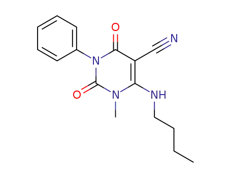 5-Pyrimidinecarbonitrile,
6-(butylamino)-1,2,3,4-tetrahydro-1-methyl-2,4-dioxo-3-phenyl-