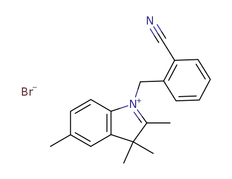 Molecular Structure of 131527-02-1 (2,3,3,5-tetramethyl-1-(2-cyanobenzyl)-3H-indolium bromide)