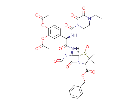 benzyl 6β-<(D)-2-(4-ethyl-2,3-dioxopiperazin-1-ylcarbonylamino)-2-(3,4-diacetoxyphenyl)acetamido>-6α-formamidopenicillanate 1α-oxide