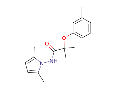 Molecular Structure of 124237-27-0 (N-(2,5-dimethylpyrrol-1-yl)-2-methyl-2-(3-methylphenoxy)propanamide)