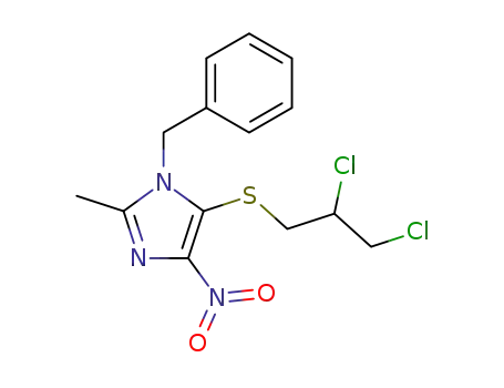 Molecular Structure of 115906-52-0 (1-benzyl-5-[(2,3-dichloropropyl)sulfanyl]-2-methyl-4-nitro-1H-imidazole)