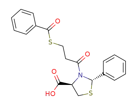 Molecular Structure of 82562-41-2 ((2S,4R)-3-(3-Benzoylsulfanyl-propionyl)-2-phenyl-thiazolidine-4-carboxylic acid)