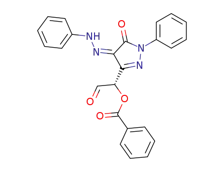 Molecular Structure of 116070-81-6 (1H-Pyrazole-3-acetaldehyde,
a-(benzoyloxy)-4,5-dihydro-5-oxo-1-phenyl-4-(phenylhydrazono)-, (S)-)