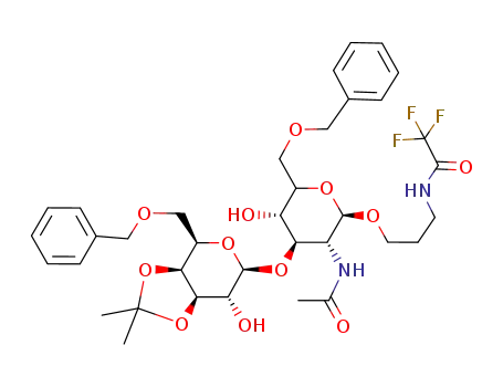 3-(trifluoroacetamido)propyl 2-acetamido-6-O-benzyl-3-O-(6-O-benzyl-3,4-O-isopropylidene-β-D-galactopyranosyl)-2-deoxy-β-D-glucopyranoside