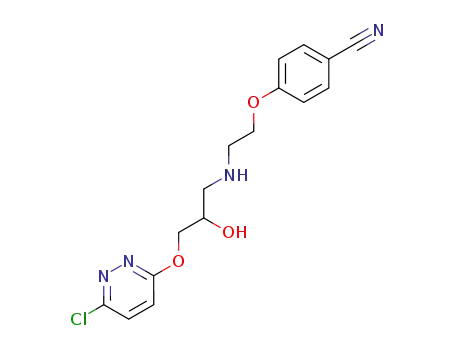 Molecular Structure of 138803-36-8 (Benzonitrile,
4-[2-[[3-[(6-chloro-3-pyridazinyl)oxy]-2-hydroxypropyl]amino]ethoxy]-)
